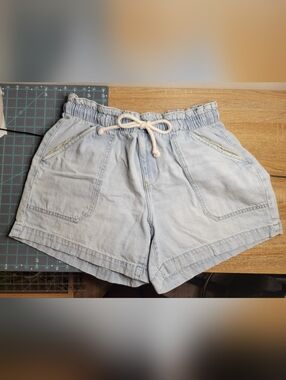 Maurices Light Blue Denim Shorts with Drawstring Waist